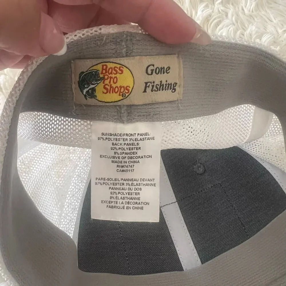 Bass Pro‎ Shops Men's Net Plus American Flag Hat Grey White
